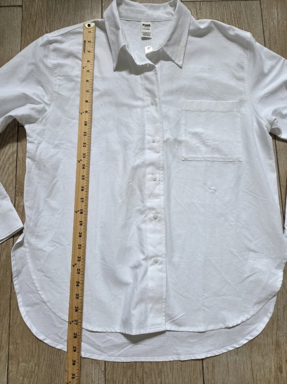 PINK Victoria's Secret White Women Casual Button-Down Shirt Size L - Picture 6 of 10